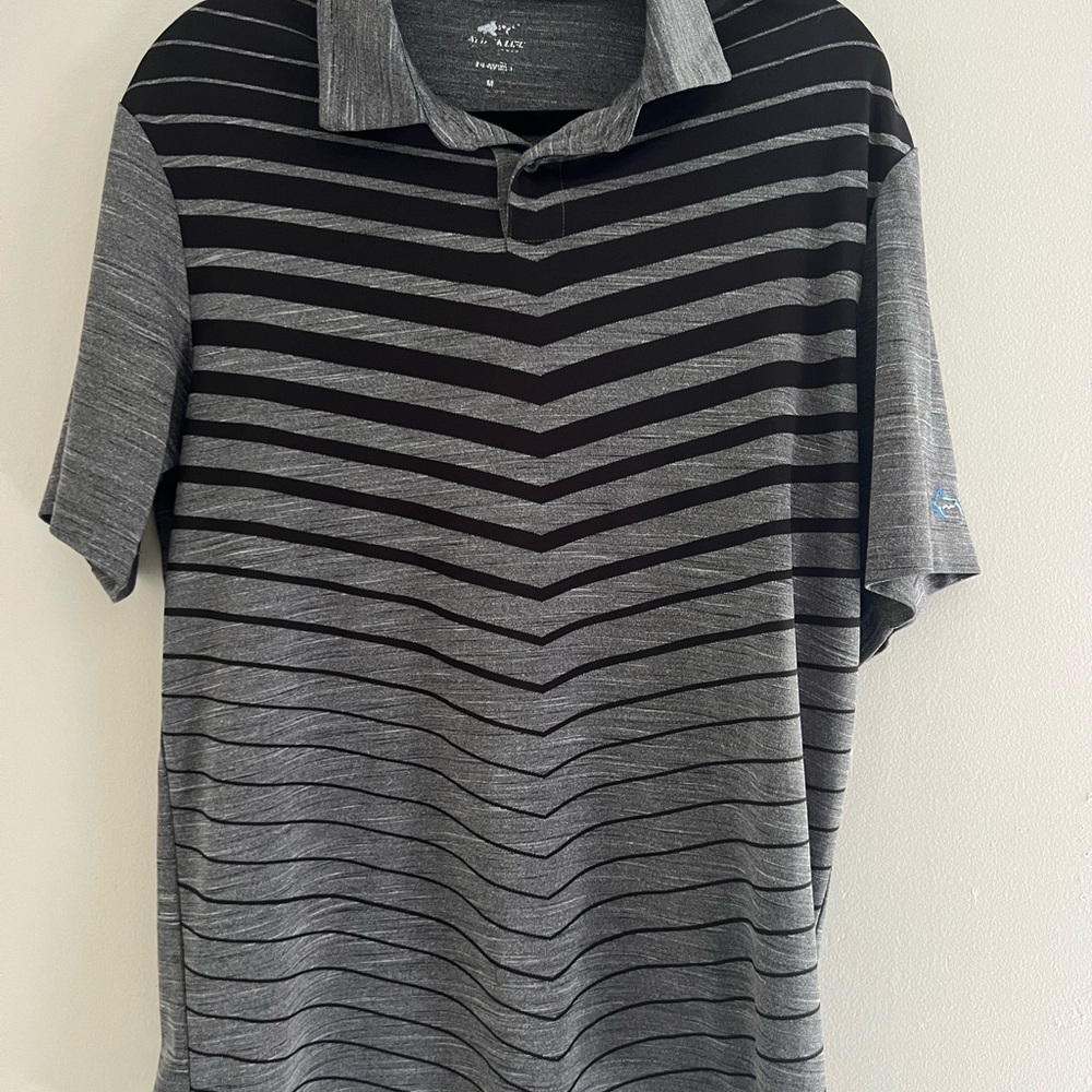 Lacoste Black and Gray Polo Shirt with Gradient Stripes